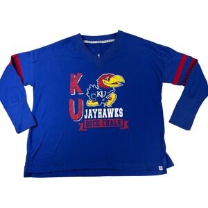 The Yard By Colosseum Womens Large Blue Kansas Jayhawks Basketball NCAA Cotton